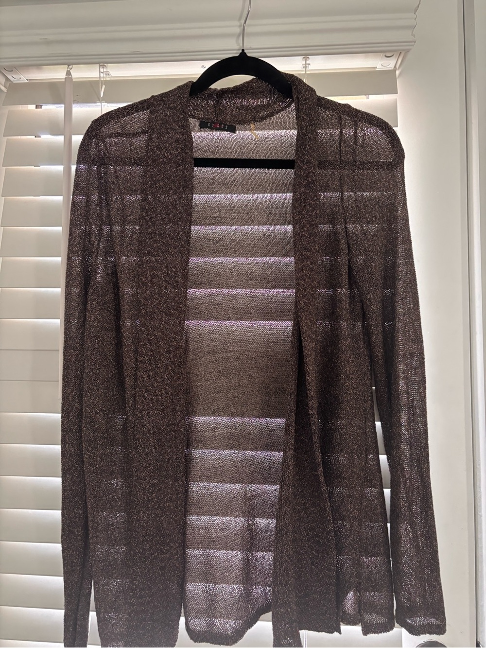 Cyrus Sheer Open-Front Brown Cardigan